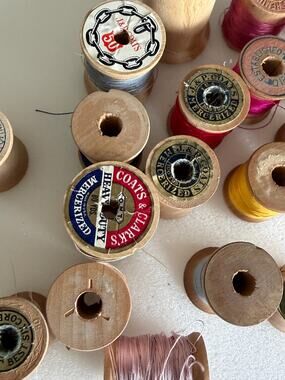 Lot of 20 Assorted Vintage Wooden Thread Spools